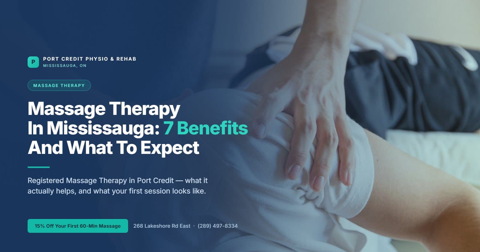 Registered Massage Therapist treating a client's shoulders at Port Credit Physio & Rehab in Mississauga
